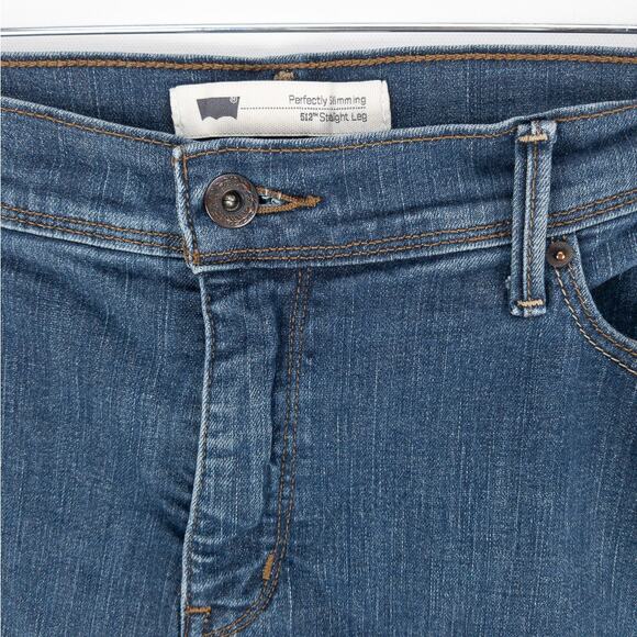 Levi's 512 Perfectly Slimming Jeans Woman's 33x32 Embroidered Straight Leg Blue - Picture 2 of 15